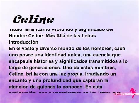 celine significado del nombre|Significado del Nombre Celine. Origen, .